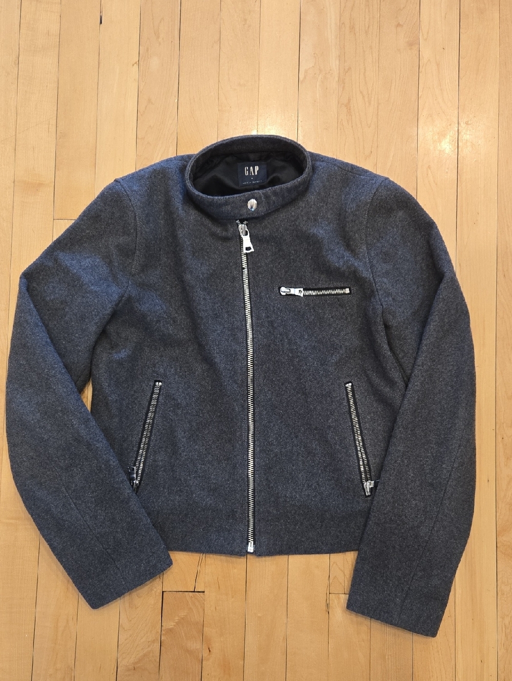 GAP Charcoal Gray Wool Blend Moto Jacket
